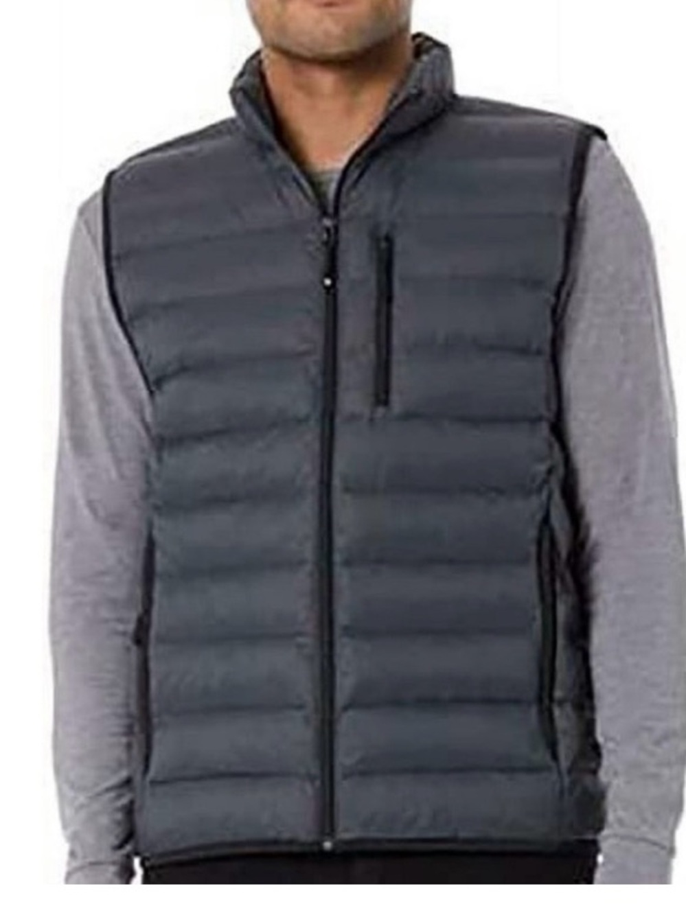 New Men's 32 Degrees Heat Quilted Puffer Vest, Zip Pockets, Gray, Size M EUC